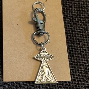 Silver-Tone UFO & Sasquatch Pet Collar/Bag Charm